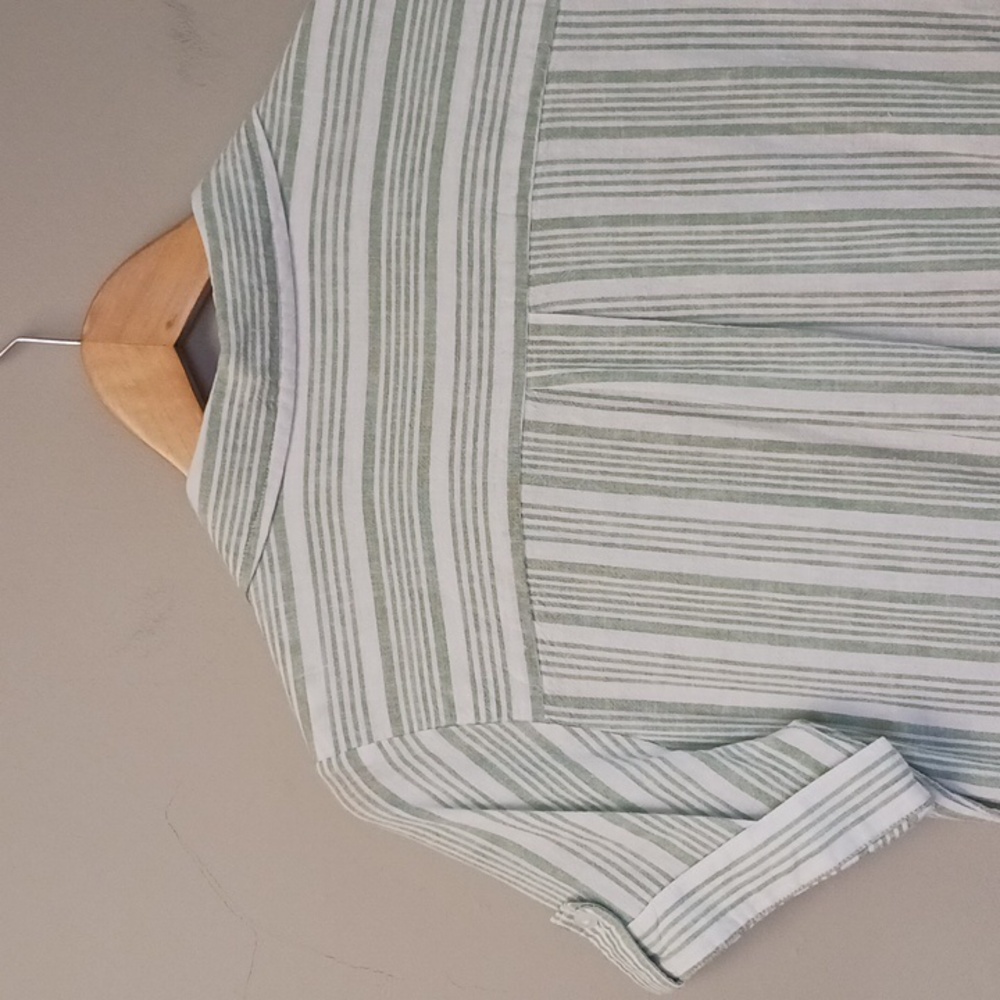Croft & Barrow Short Sleeve Striped Button Down Linen Blend Top Size S - Picture 11 of 15